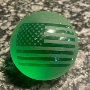 Art Glass Etched Flag Paperweight
